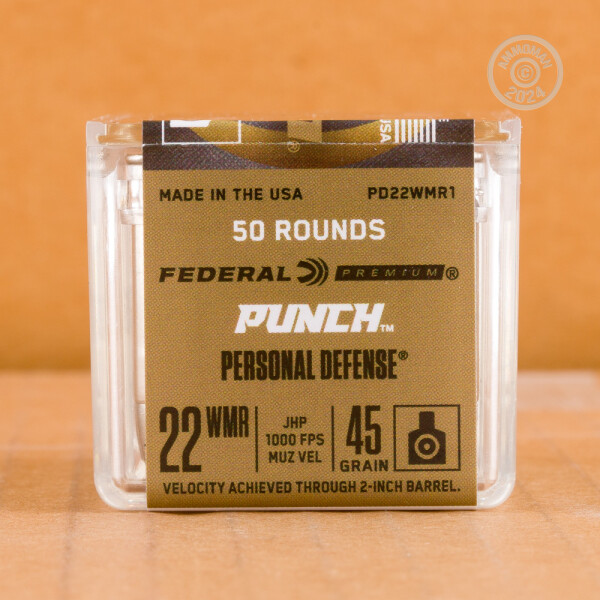 22 WMR Ammo At AmmoMan Federal Punch 45 Grain JHP 50 Rounds