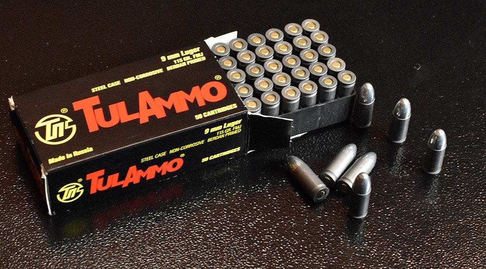 Steel cased Tula 9mm ammo