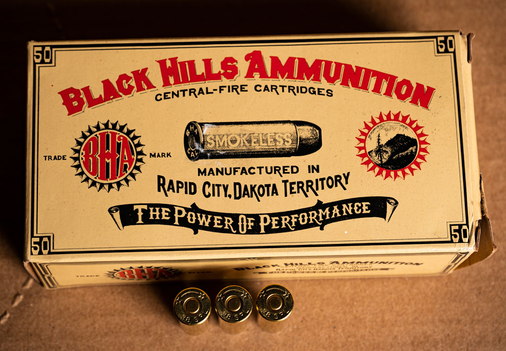 Black Hills Cowboy action ammo box with ammo