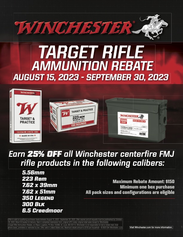 Winchester fall centerfire rifle 2023 Rebate Form