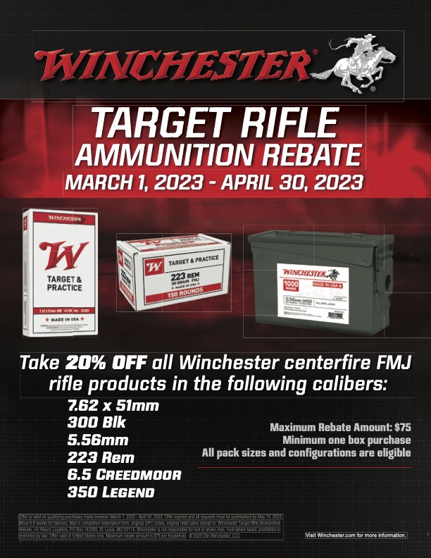 Winchester spring centerfire rifle 2023 Rebate Form