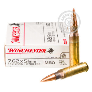 An image of 308 / 7.62x51 ammo made by Winchester at AmmoMan.com.