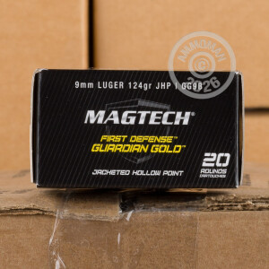 Image of the 9MM LUGER MAGTECH GUARDIAN GOLD 124 GRAIN JHP (20 ROUNDS) available at AmmoMan.com.