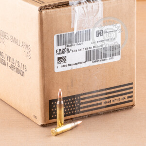 Image of Hornady 5.56x45mm rifle ammunition.