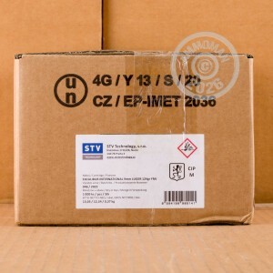 A photograph detailing the 9mm Luger ammo with FMJ bullets made by STV.