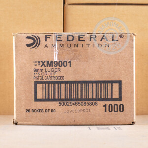 An image of 9mm Luger ammo made by Federal at AmmoMan.com.