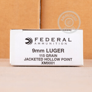 Image of Federal 9mm Luger pistol ammunition.