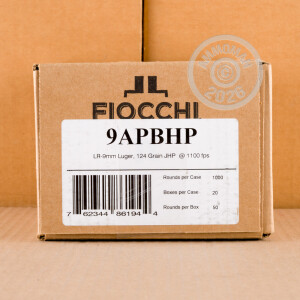 Image of the 9MM LUGER FIOCCHI 124 GRAIN JHP (50 ROUNDS) available at AmmoMan.com.