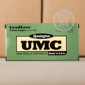 Photograph showing detail of 9MM LUGER REMINGTON LEADLESS 124 GRAIN FNEB (500 ROUNDS)