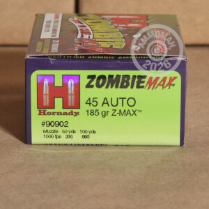 Photo of .45 Automatic JHP ammo by Hornady for sale at AmmoMan.com.