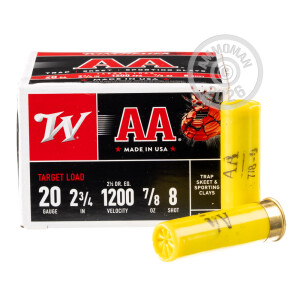 Photograph showing detail of 20 GAUGE WINCHESTER AA 2-3/4" #8 SHOT (25 ROUNDS)