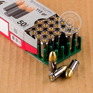 Image detailing the steel case and boxer primers on the Sterling ammunition.