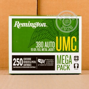 Photograph showing detail of 380 ACP REMINGTON UMC 95 GRAIN FMJ (1000 ROUNDS)