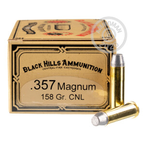 Image of the 357 MAGNUM BLACK HILLS COWBOY 158 GRAIN CNL (50 ROUNDS) available at AmmoMan.com.