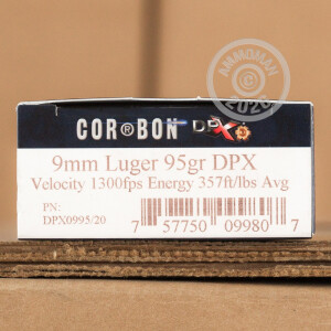 Image of 9MM LUGER CORBON 95 GRAIN DPX SCHP (20 ROUNDS)