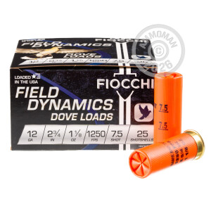 Photo detailing the 12 GAUGE FIOCCHI GAME LOADS 2-3/4" #7.5 SHOT (250 SHELLS) for sale at AmmoMan.com.