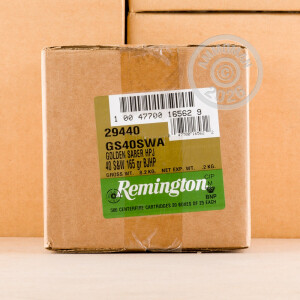 Photo detailing the 40 S&W REMINGTON GOLDEN SABER 165 GRAIN JHP (25 ROUNDS) for sale at AmmoMan.com.