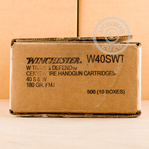 Image of the .40 S&W WINCHESTER TRAIN & DEFEND 180 GRAIN FMJ (50 ROUNDS) available at AmmoMan.com.