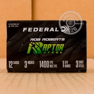 Photograph showing detail of 12 GAUGE FEDERAL ROB ROBERTS RAPTOR STEEL 3" 1-3/8 OZ. #3 STEEL SHOT (25 ROUNDS)