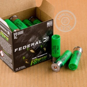 Image of the 12 GAUGE FEDERAL ROB ROBERTS RAPTOR STEEL 3" 1-3/8 OZ. #3 STEEL SHOT (25 ROUNDS) available at AmmoMan.com.