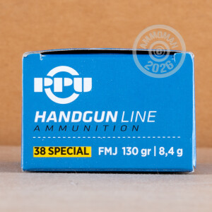 Photo detailing the .38 SPECIAL PRVI PARTIZAN 130 GRAIN FMJ (500 ROUNDS) for sale at AmmoMan.com.