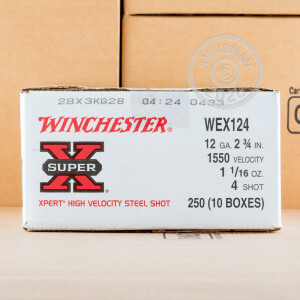 Photograph showing detail of 12 GAUGE WINCHESTER SUPER-X WATERFOWL 2-3/4" 1-1/16 OZ. #4 SHOT (25 ROUNDS)