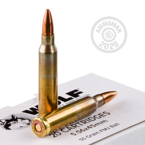 Image detailing the brass case on the Wolf ammunition.