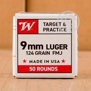 Image of 9mm Luger pistol ammunition at AmmoMan.com.