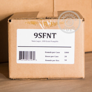 Photograph showing detail of 9MM LUGER FIOCCHI 100 GRAIN FRANGIBLE (50 ROUNDS)