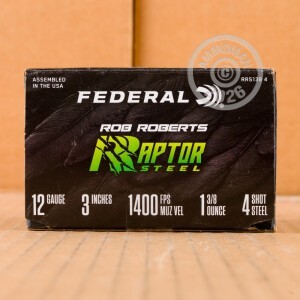 Photograph showing detail of 12 GAUGE FEDERAL ROB ROBERTS RAPTOR STEEL 3" 1-3/8 OZ. #4 STEEL SHOT (25 ROUNDS)