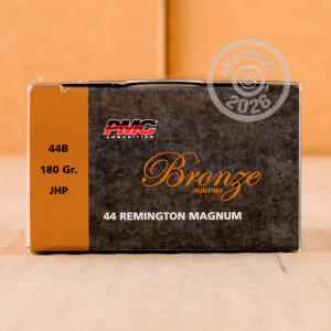 Photo detailing the .44 MAGNUM PMC BRONZE 180 GRAIN JHP (500 ROUNDS) for sale at AmmoMan.com.