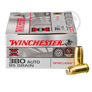 Photograph showing detail of 380 ACP WINCHESTER USA 95 GRAIN FMJ (1000 ROUNDS)
