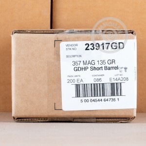 Photograph showing detail of 357 MAGNUM SPEER GOLD DOT SHORT BARREL 135 GRAIN JHP (200 ROUNDS)