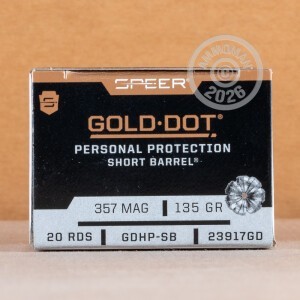 Photograph showing detail of 357 MAGNUM SPEER GOLD DOT SHORT BARREL 135 GRAIN JHP (200 ROUNDS)
