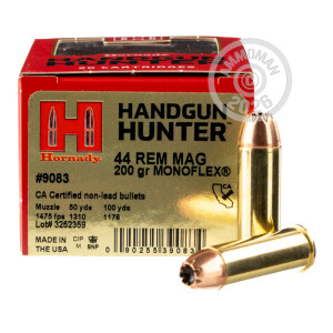 Image of the 44 MAGNUM HORNADY HANDGUN HUNTER 200 GRAIN MONOFLEX (20 ROUNDS) available at AmmoMan.com.