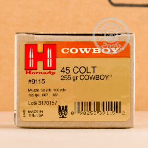 Image of the 45 COLT HORNADY COWBOY 255 GRAIN LRN (20 ROUNDS) available at AmmoMan.com.