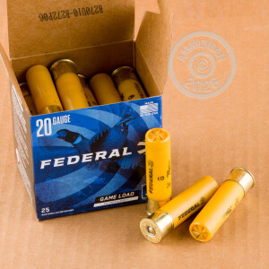 Image of 20 GAUGE FEDERAL GAME LOAD UPLAND HI-BRASS  3" 1-1/4 OZ. #6 SHOT (25 ROUNDS)