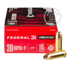 Image of the 38 SUPER FEDERAL AMERICAN EAGLE 115 GRAIN JHP (50 ROUNDS) available at AmmoMan.com.