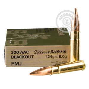 Image of the 300 AAC BLACKOUT SELLIER & BELLOT 124 GRAIN FMJ (20 ROUNDS) available at AmmoMan.com.