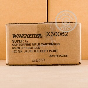 Photo detailing the 30-06 SPRINGFIELD WINCHESTER SUPER-X 125 GRAIN JSP (200 ROUNDS) for sale at AmmoMan.com.