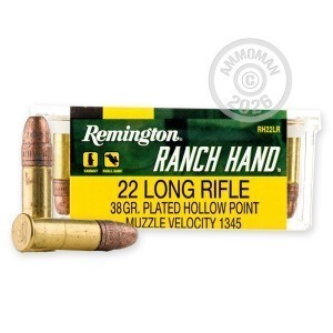 Photo detailing the 22 LR REMINGTON RANCH HAND 38 GRAIN CPHP (5000 ROUNDS) for sale at AmmoMan.com.