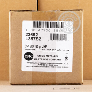 Photograph showing detail of 357 SIG REMINGTON UMC 125 GRAIN JHP (500 ROUNDS)