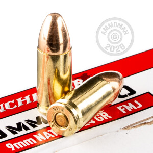 Photo detailing the 9MM NATO WINCHESTER 124 GRAIN FMJ (1000 ROUNDS) for sale at AmmoMan.com.