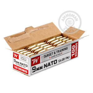 Photograph showing detail of 9MM NATO WINCHESTER 124 GRAIN FMJ (1000 ROUNDS)