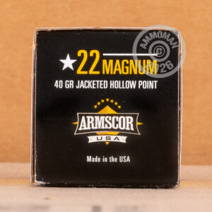 Image of the 22 WMR ARMSCOR 40 GRAIN JHP (500 ROUNDS) available at AmmoMan.com.