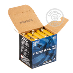 Image of the 20 GAUGE FEDERAL GAME LOAD HI-BRASS 3" 1-1/4 OZ. #5 SHOT (250 ROUNDS) available at AmmoMan.com.