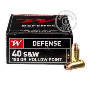 Photo detailing the 40 S&W WINCHESTER USA 180 GRAIN JHP (50 ROUNDS) for sale at AmmoMan.com.