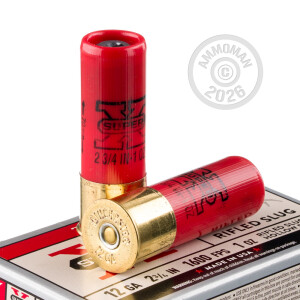 Photo detailing the 12 GAUGE WINCHESTER SUPER-X 2-3/4" HP RIFLED SLUG (250 ROUNDS) for sale at AmmoMan.com.