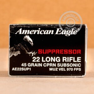 Photograph of .22 Long Rifle ammo with copper plated round nose ideal for Subsonic, training at the range.
