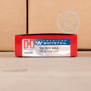 Image of 300 Winchester Magnum ammo by Hornady that's ideal for whitetail hunting.